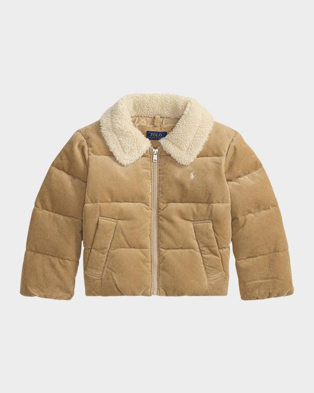 Girl's Corduroy Puffer Down Jacket, Size 2-6X